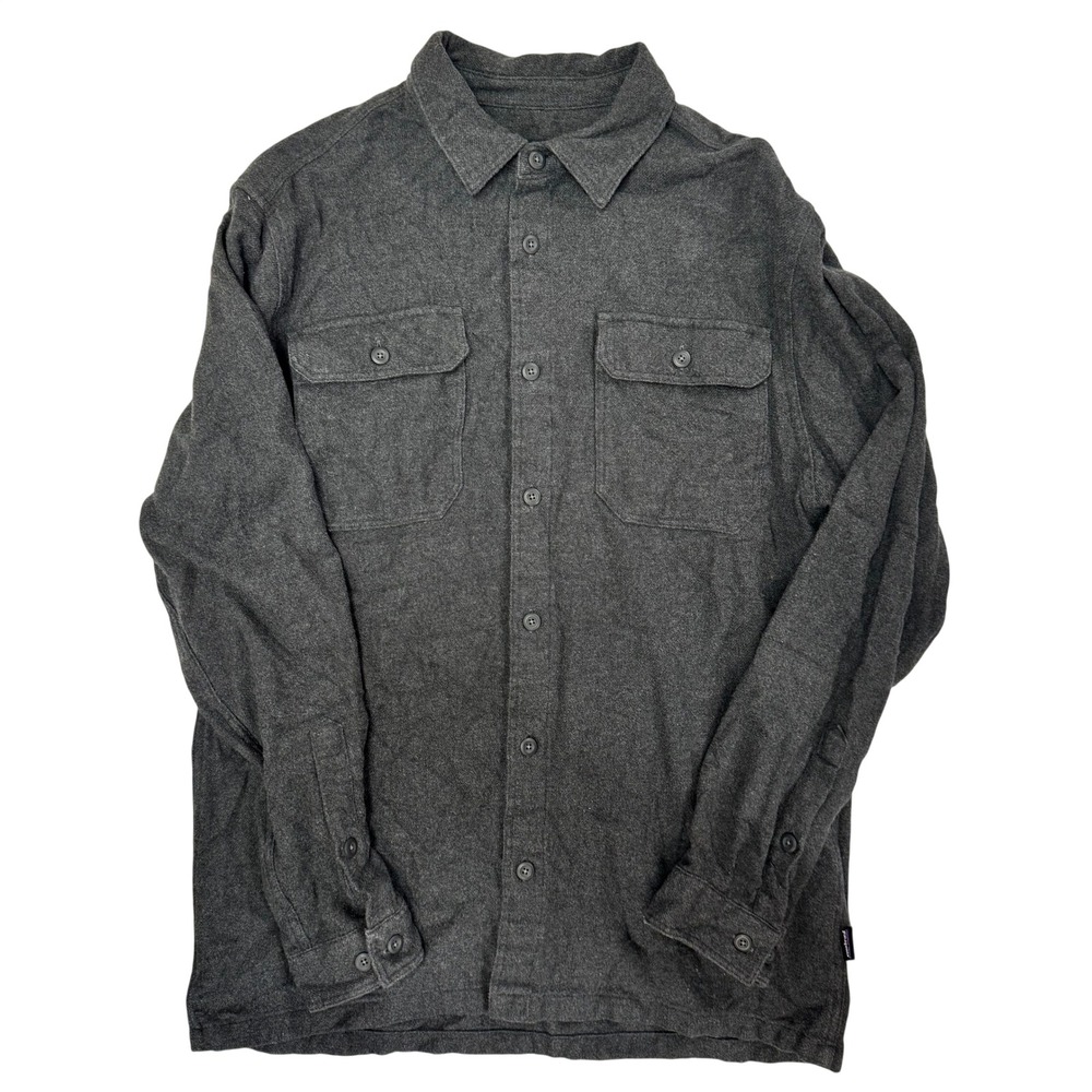 Patagonia Mens Fjord Flannel Long Sleeve Shirt Grey Organic Cotton M